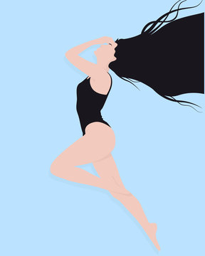 Dancer Woman, Fit, Flying, Dancing, Brunette, Girl