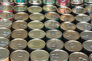 row of aluminum cans