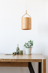  wooden lamp over the table