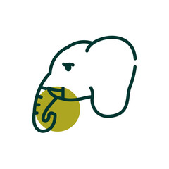 Elephant half line half color style icon vector design