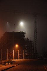 construction site at night