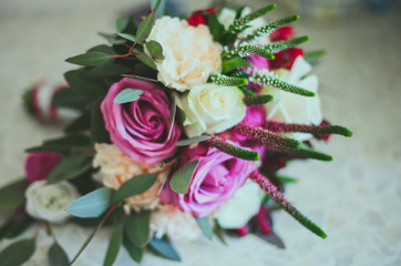Bouquet wedding gift with roses and flowers 