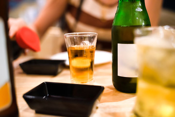 Plum wine in a shot glass