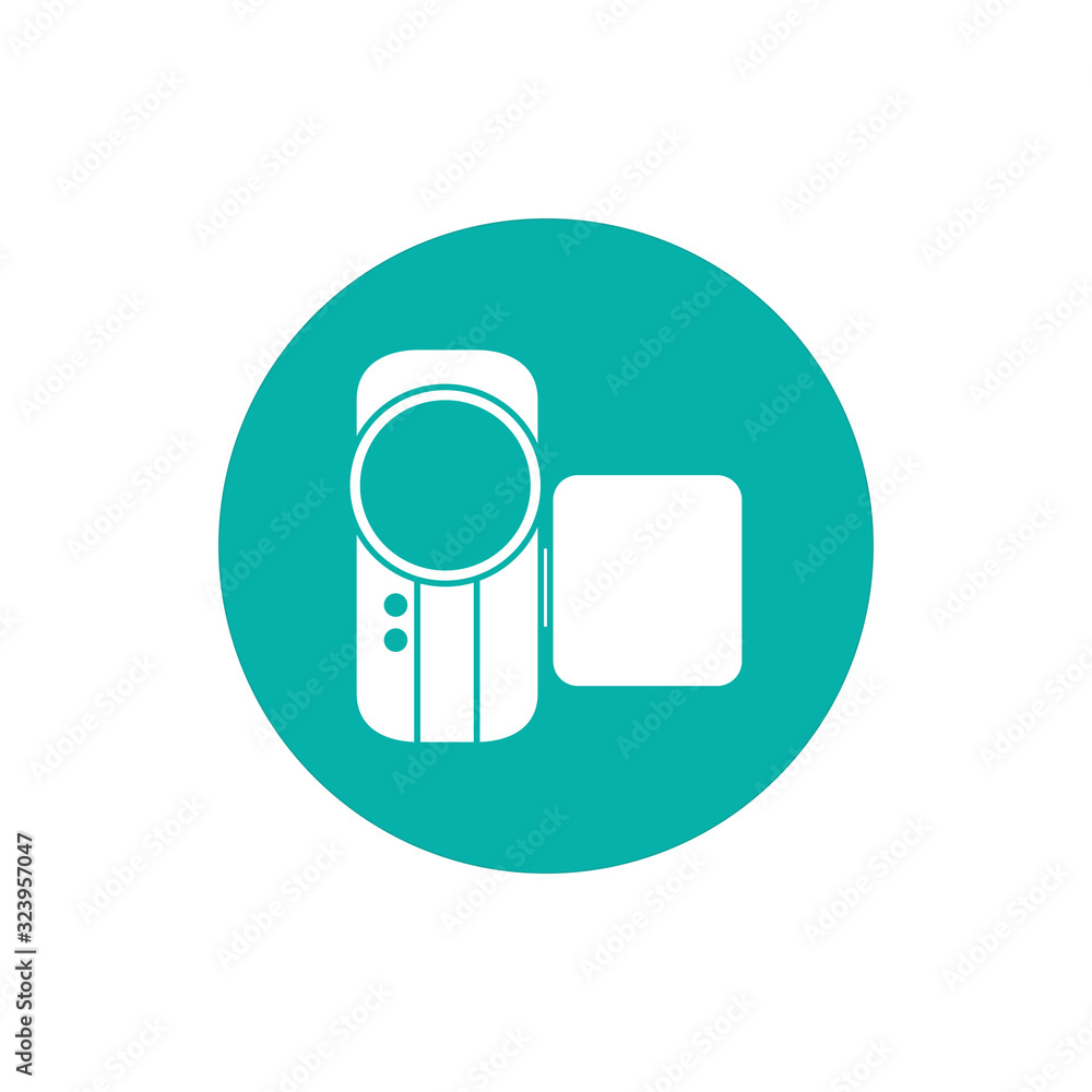 Poster videocamera block style icon vector design