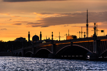 Mosque silhouette at sunset, St. Petersburg, Russia