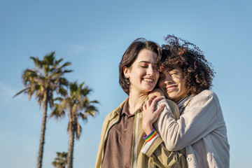 interracial female couple of gay women in love