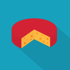 round block of cheese- vector illustration
