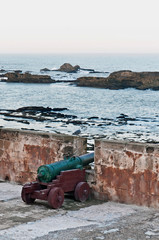 Defensive wall cannons at Essaouira, Morocco