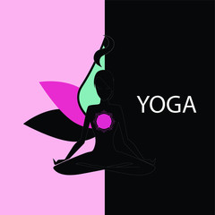  Woman doing yoga, yoga day, lotus position, mandala