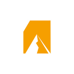 mountain outdoor folder symbol geometric design logo vector