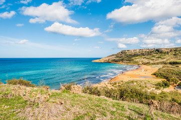 Fototapeta premium Ramla Bay, on the northern side of Gozo, Malta
