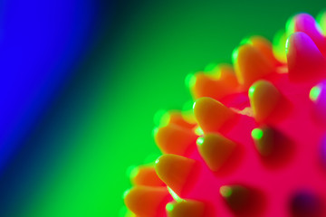 Abstract medical background. Chinese Coronavirus. Close-up of a red  bacterium , infection floating...