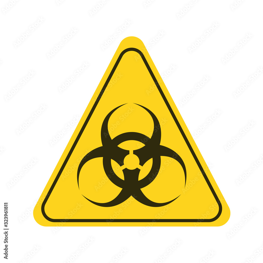 Poster attention biological dangerous yellow element. warning sign. pictogram for web page, mobile app, pro