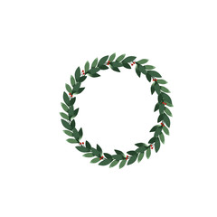 Christmas wreath with white background