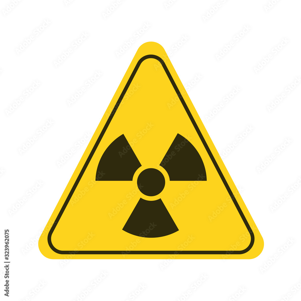 Poster attention radioactive substances yellow element. warning sign. pictogram for web page, mobile app, p