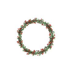 Christmas wreath with white background