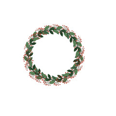 Christmas wreath with white background