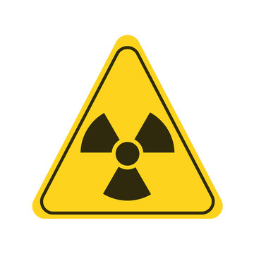 Attention radioactive substances yellow element. Warning sign. Pictogram for web page, mobile app, promo. UI UX GUI design element.