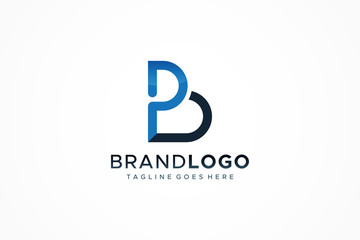 Initial Letter B or PB Linked Logo. Flat Vector Logo Design Template Element