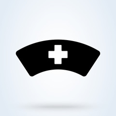 Fototapeta premium Nurse hat icon in line style. Medical sign, doctor, hospital, healthcare personnel uniform, cap symbols.