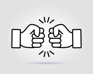 Bro fist bump power five pound on a gray background with soft shadow.