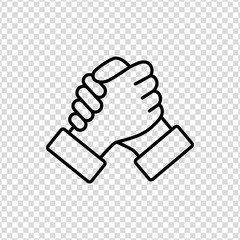 Soul brother handshake thumb clasp homie line icon on a transparent background