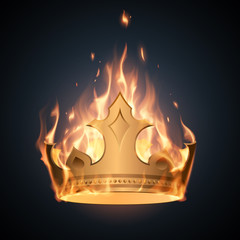 Gold crown in flame illustration © d1sk