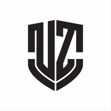 UZ Logo monogram with emblem shield shape design isolated on white background