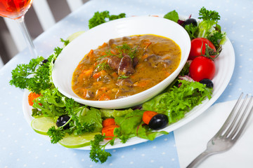 Chicken heart goulash