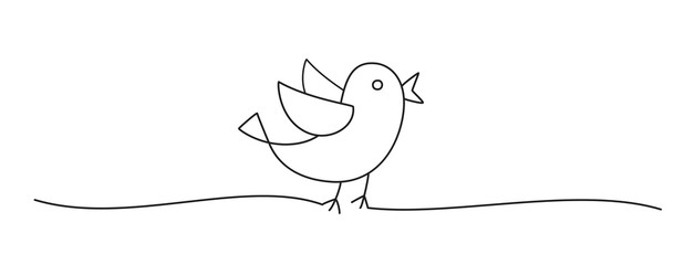Doodle black Easter chick bird scribble banner