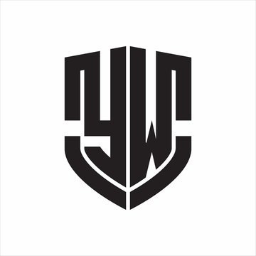 YW Logo monogram with emblem shield shape design isolated on white background