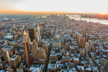 Dusk in Lower Manhattan, New York, United States.