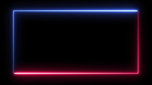 Colorful red and blue light moving frame TV screen in 4k, looped animation	