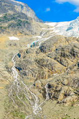 Majestic mountain river in Canada. Upper Joffre Lake Trail in British Columbia.