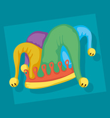 happy april fools day card with buffoon hat