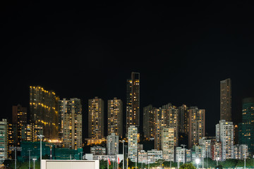 skyscraper buildings at night, skyline Hong Kong