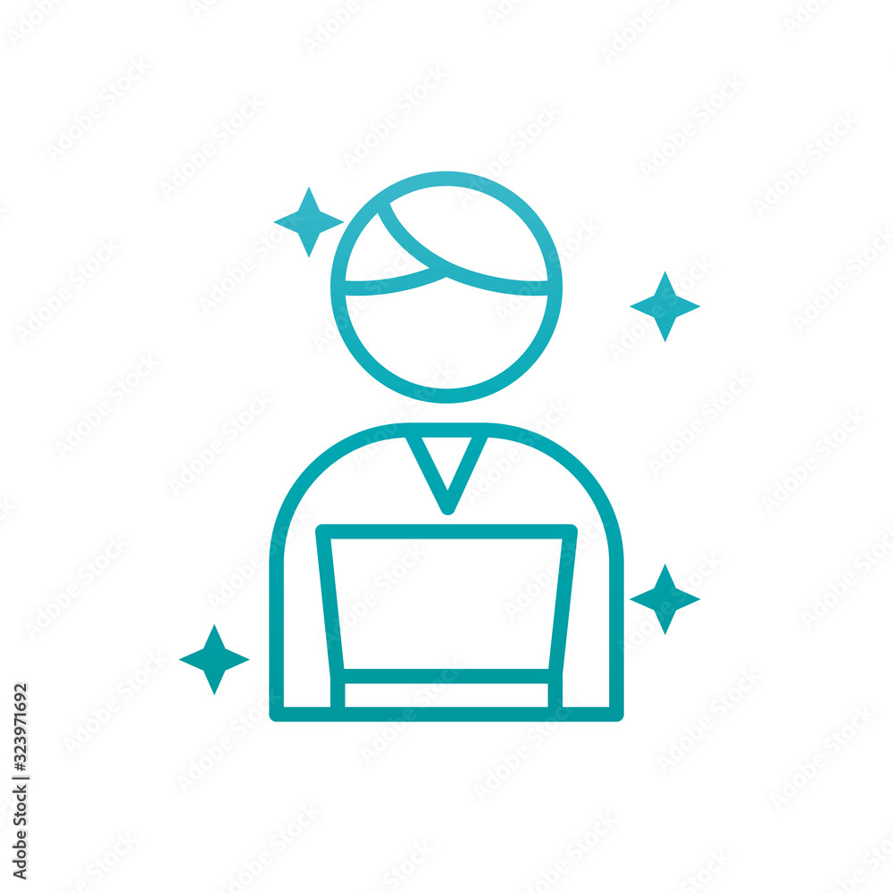 Poster isolated avatar with digital laptop gradient style icon vector design
