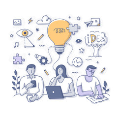 Generation of New Ideas & Solutions Doodle Concept