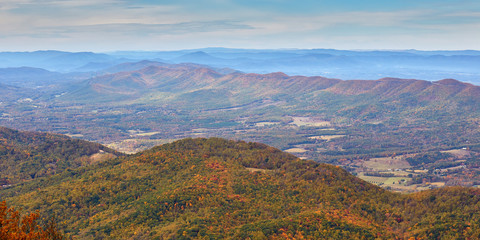 View from the summit of Flat Top, located near the Blue Ridge Parkway west of Lynchburg, Virginia