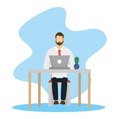 elegant businessman working with laptop in the office