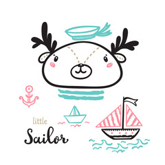 T shirt Print Design for Kids with Little Cute Deer and 