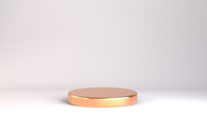 3d render, abstract luxury mockup, 3d illustration of cylinder podium with golden finish. Isolated