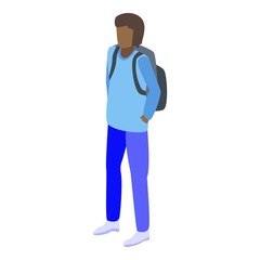 School backpack icon. Isometric of school backpack vector icon for web design isolated on white background