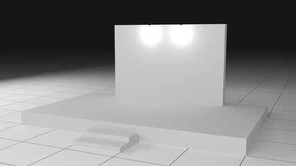 Empty backdrop. Stage for speaking, exhibition, events. 3D rendered image.
