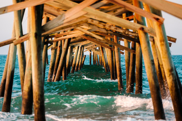 Photo of a pier during high tide