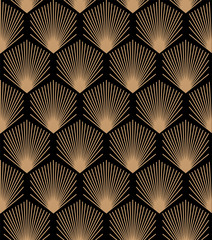 Vintage Art Deco Seamless Pattern. Geometric decorative digital papers. Vector line design. 1920-30s motifs. Luxury vintage illustration