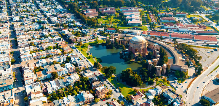 Aerial view of San Francsico, CA with the Palace of Fine Arts © Tierney