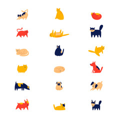 Cat and dog, pets. Flat style vector illustration.