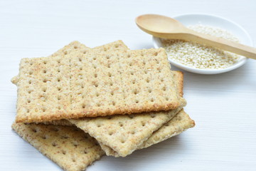 Fototapeta na wymiar Healthy whole grain cereal sesame biscuits (Sesamum indicum)