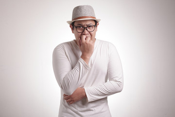 Young Man Nervous Afraid or Worried of Something